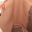 CELINE Macadam Canvas Tote Bag PVC Leather Brown Gold Auth BA9378-18