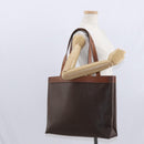 CELINE Macadam Canvas Tote Bag PVC Leather Brown Gold Auth BA9378-22