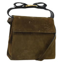 Salvatore Ferragamo Vala Shoulder Bag Suede 2way Green Gold Auth BA9381-1