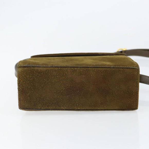 Salvatore Ferragamo Vala Shoulder Bag Suede 2way Green Gold Auth BA9381