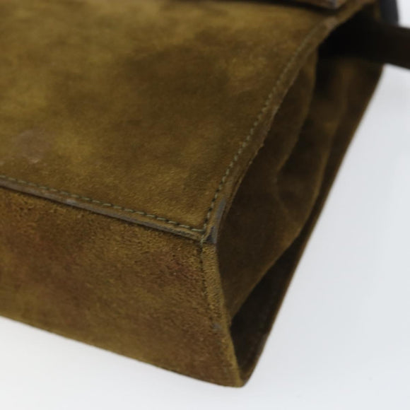 Salvatore Ferragamo Vala Shoulder Bag Suede 2way Green Gold Auth BA9381