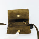 Salvatore Ferragamo Vala Shoulder Bag Suede 2way Green Gold Auth BA9381-19