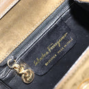 Salvatore Ferragamo Vala Shoulder Bag Suede 2way Green Gold Auth BA9381-12