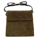 Salvatore Ferragamo Vala Shoulder Bag Suede 2way Green Gold Auth BA9381-13