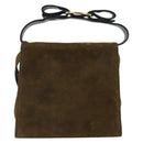 Salvatore Ferragamo Vala Shoulder Bag Suede 2way Green Gold Auth BA9381-2