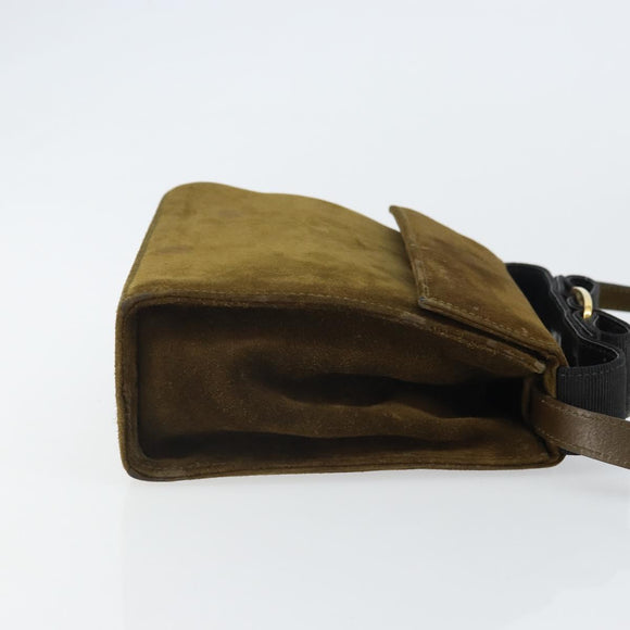 Salvatore Ferragamo Vala Shoulder Bag Suede 2way Green Gold Auth BA9381
