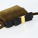 Salvatore Ferragamo Vala Shoulder Bag Suede 2way Green Gold Auth BA9381-7