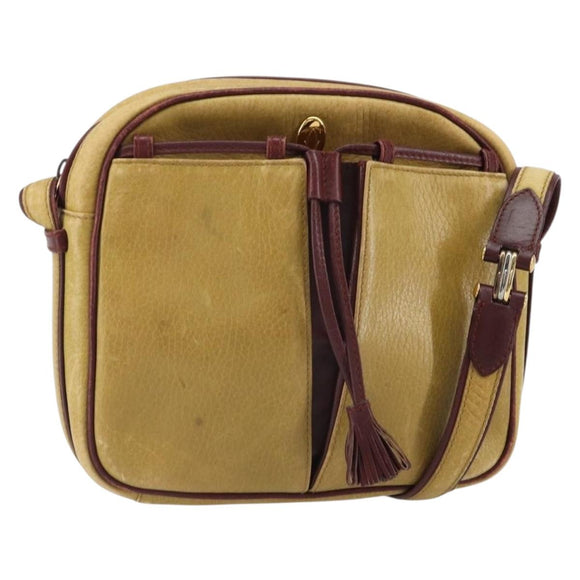 CARTIER Must Line Shoulder Bag Leather Yellow Gold Auth BA9382
