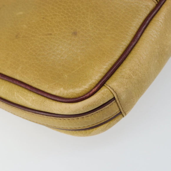 CARTIER Must Line Shoulder Bag Leather Yellow Gold Auth BA9382