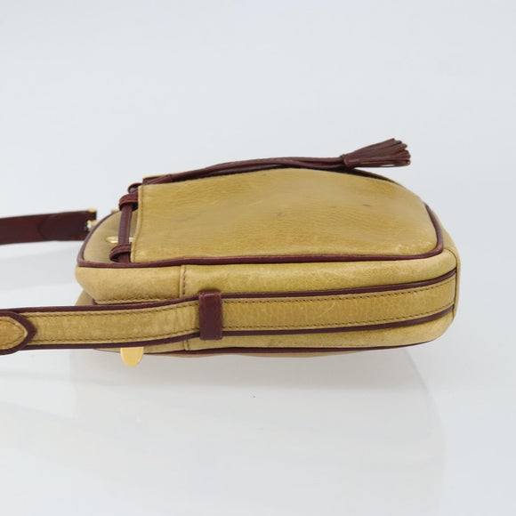 CARTIER Must Line Shoulder Bag Leather Yellow Gold Auth BA9382