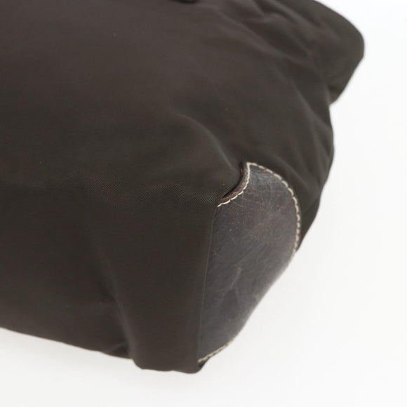 PRADA Tote Bag Nylon Khaki Silver Auth BA9383