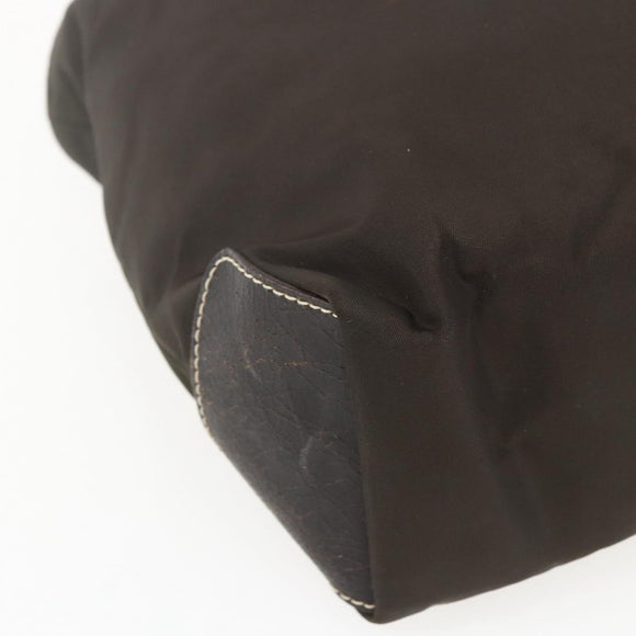 PRADA Tote Bag Nylon Khaki Silver Auth BA9383