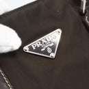 PRADA Tote Bag Nylon Khaki Silver Auth BA9383-17