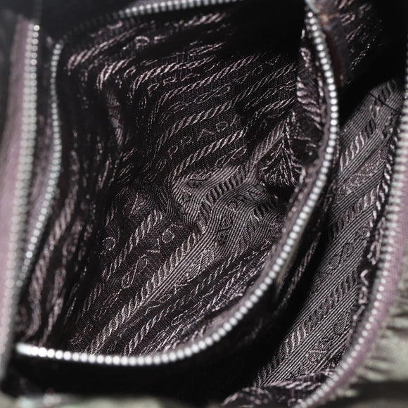 PRADA Tote Bag Nylon Khaki Silver Auth BA9383