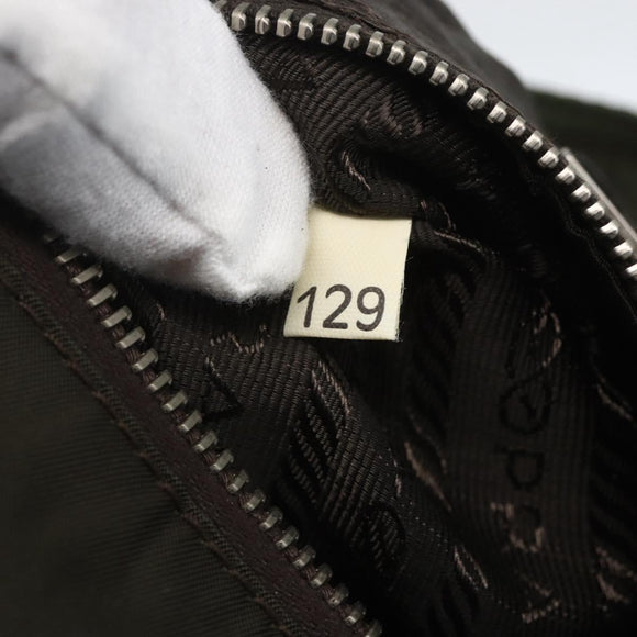 PRADA Tote Bag Nylon Khaki Silver Auth BA9383