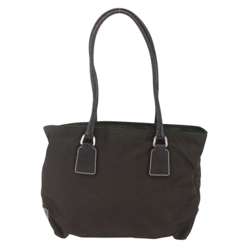 PRADA Tote Bag Nylon Khaki Silver Auth BA9383 - 0
