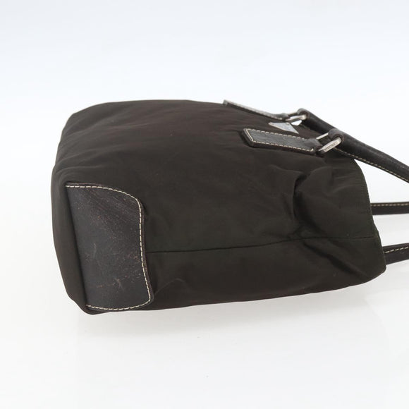 PRADA Tote Bag Nylon Khaki Silver Auth BA9383