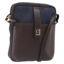 Salvatore Ferragamo Gancini Shoulder Bag Nylon Leather Navy Gold Auth BA9388-1