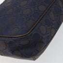 Salvatore Ferragamo Gancini Shoulder Bag Nylon Leather Navy Gold Auth BA9388-12