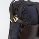 Salvatore Ferragamo Gancini Shoulder Bag Nylon Leather Navy Gold Auth BA9388-14