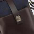 Salvatore Ferragamo Gancini Shoulder Bag Nylon Leather Navy Gold Auth BA9388-15