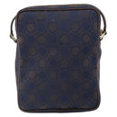 Salvatore Ferragamo Gancini Shoulder Bag Nylon Leather Navy Gold Auth BA9388-3