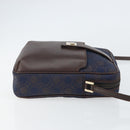 Salvatore Ferragamo Gancini Shoulder Bag Nylon Leather Navy Gold Auth BA9388-4