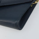 Christian Dior Chain Shoulder Bag Leather Navy Gold Auth BA9389-9