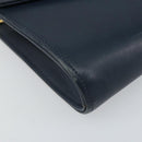 Christian Dior Chain Shoulder Bag Leather Navy Gold Auth BA9389-14