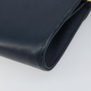 Christian Dior Chain Shoulder Bag Leather Navy Gold Auth BA9389-15