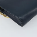 Christian Dior Chain Shoulder Bag Leather Navy Gold Auth BA9389-16