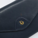 Christian Dior Chain Shoulder Bag Leather Navy Gold Auth BA9389-17