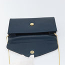 Christian Dior Chain Shoulder Bag Leather Navy Gold Auth BA9389-10