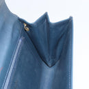 Christian Dior Chain Shoulder Bag Leather Navy Gold Auth BA9389-19