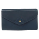 Christian Dior Chain Shoulder Bag Leather Navy Gold Auth BA9389-13
