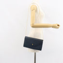 Christian Dior Chain Shoulder Bag Leather Navy Gold Auth BA9389-22
