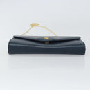 Christian Dior Chain Shoulder Bag Leather Navy Gold Auth BA9389-5