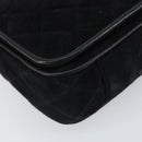 CHANEL Matelasse Chain Shoulder Bag Suede Black Gold CC Auth BA9390-15