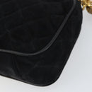 CHANEL Matelasse Chain Shoulder Bag Suede Black Gold CC Auth BA9390-16