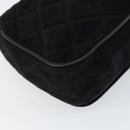 CHANEL Matelasse Chain Shoulder Bag Suede Black Gold CC Auth BA9390-17