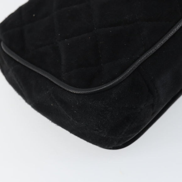 CHANEL Matelasse Chain Shoulder Bag Suede Black Gold CC Auth BA9390