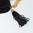 CHANEL Matelasse Chain Shoulder Bag Suede Black Gold CC Auth BA9390-9
