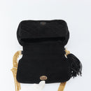 CHANEL Matelasse Chain Shoulder Bag Suede Black Gold CC Auth BA9390-18