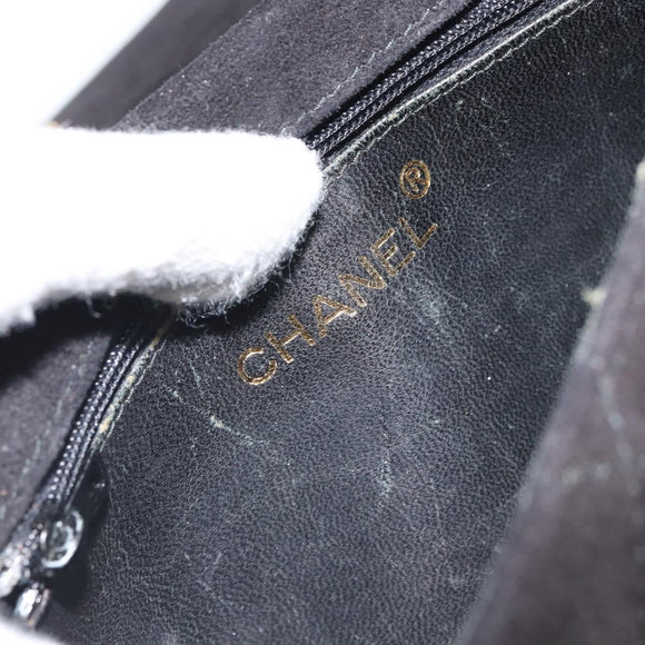 CHANEL Matelasse Chain Shoulder Bag Suede Black Gold CC Auth BA9390