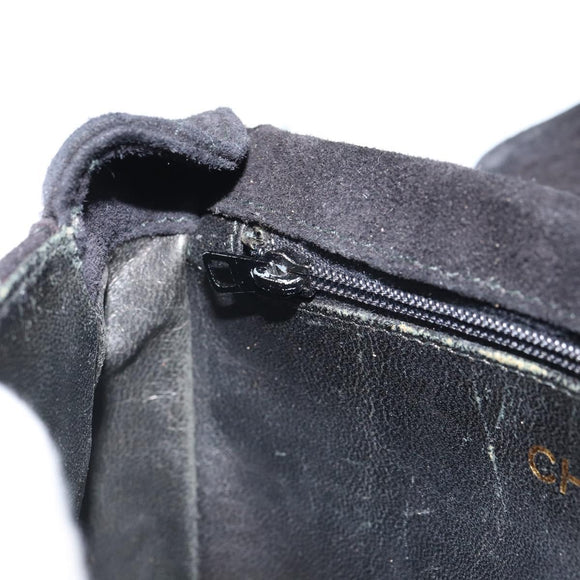 CHANEL Matelasse Chain Shoulder Bag Suede Black Gold CC Auth BA9390