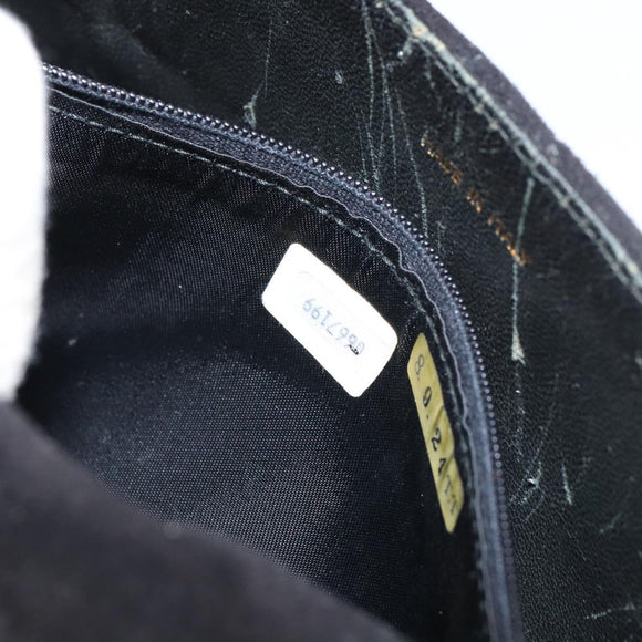 CHANEL Matelasse Chain Shoulder Bag Suede Black Gold CC Auth BA9390