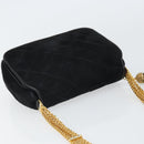 CHANEL Matelasse Chain Shoulder Bag Suede Black Gold CC Auth BA9390-6
