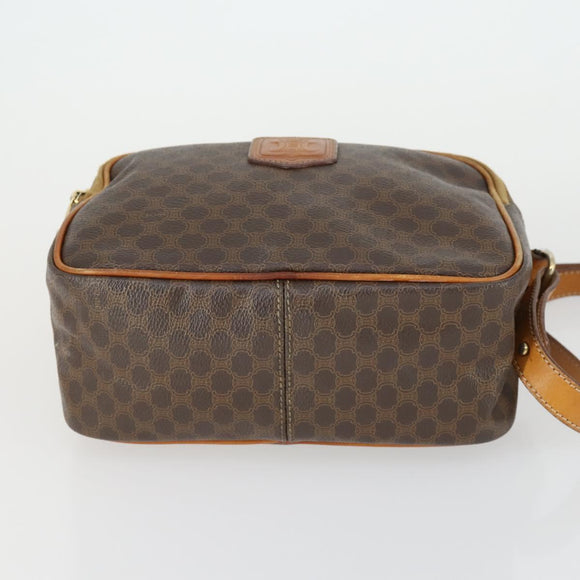 CELINE Macadam Canvas Shoulder Bag PVC Leather 2way Brown Gold Auth BA9391