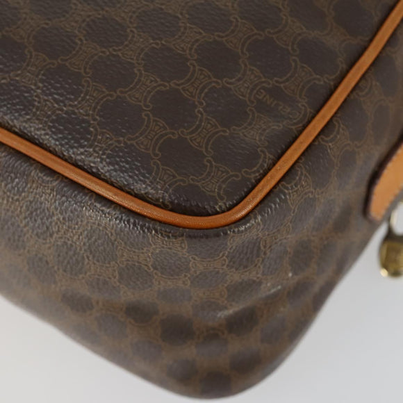 CELINE Macadam Canvas Shoulder Bag PVC Leather 2way Brown Gold Auth BA9391