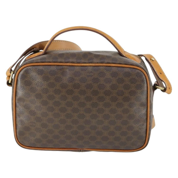 CELINE Macadam Canvas Shoulder Bag PVC Leather 2way Brown Gold Auth BA9391